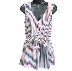 L Love Red, White, And Blue Striped Sleeveless Romper Size S